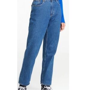 LL Bean Double L Relaxed Fit Jeans Womens 20P Blue Plaid Lined Flannel Denim